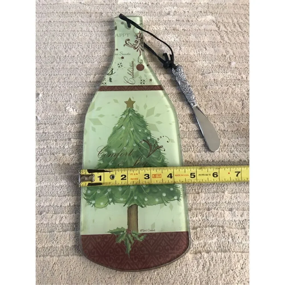 Vintage Terri Conrad Comfort & Joy  Glass Cheese Board